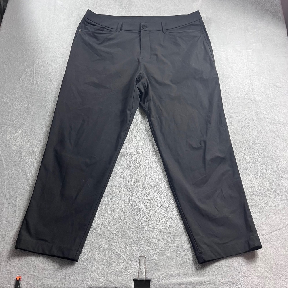 Lululemon Commission Golf Pants Mens 38 Black Tapered Recycled Stretch LM5AXTS